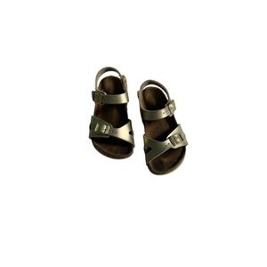 Birkenstock Kids Metallic Gold Two-Strap Buckle Sandals